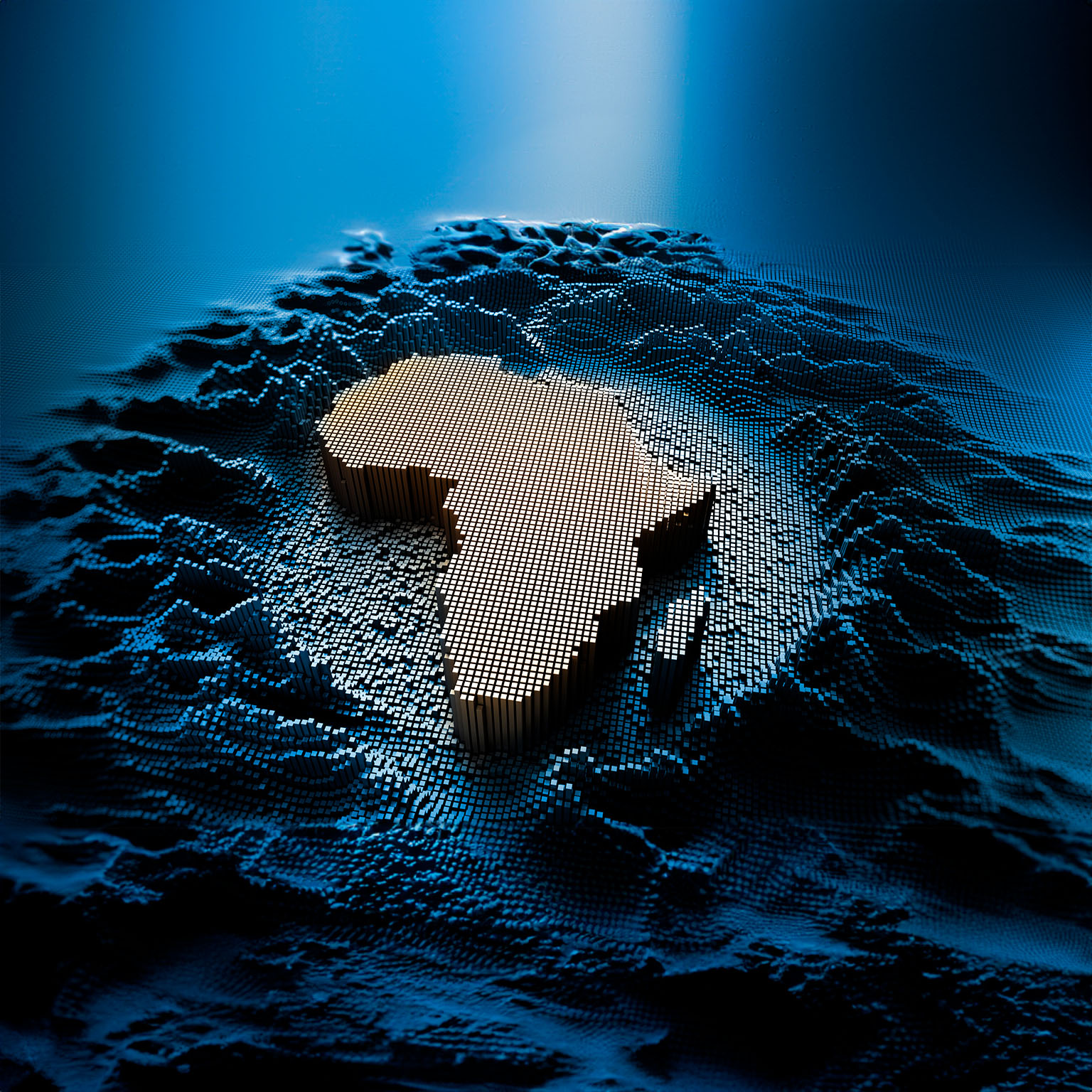 African map in a digital raster micro structure - 3D illustration - stock photo
