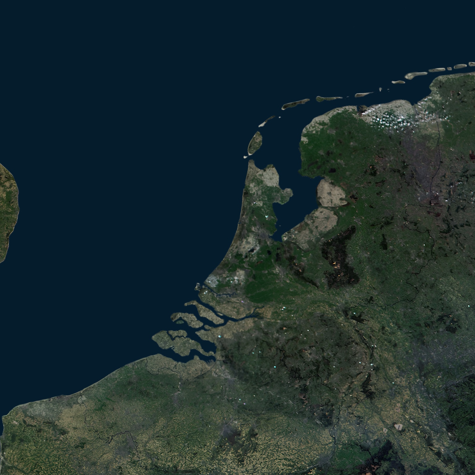 Close-up aerial view of the Netherlands