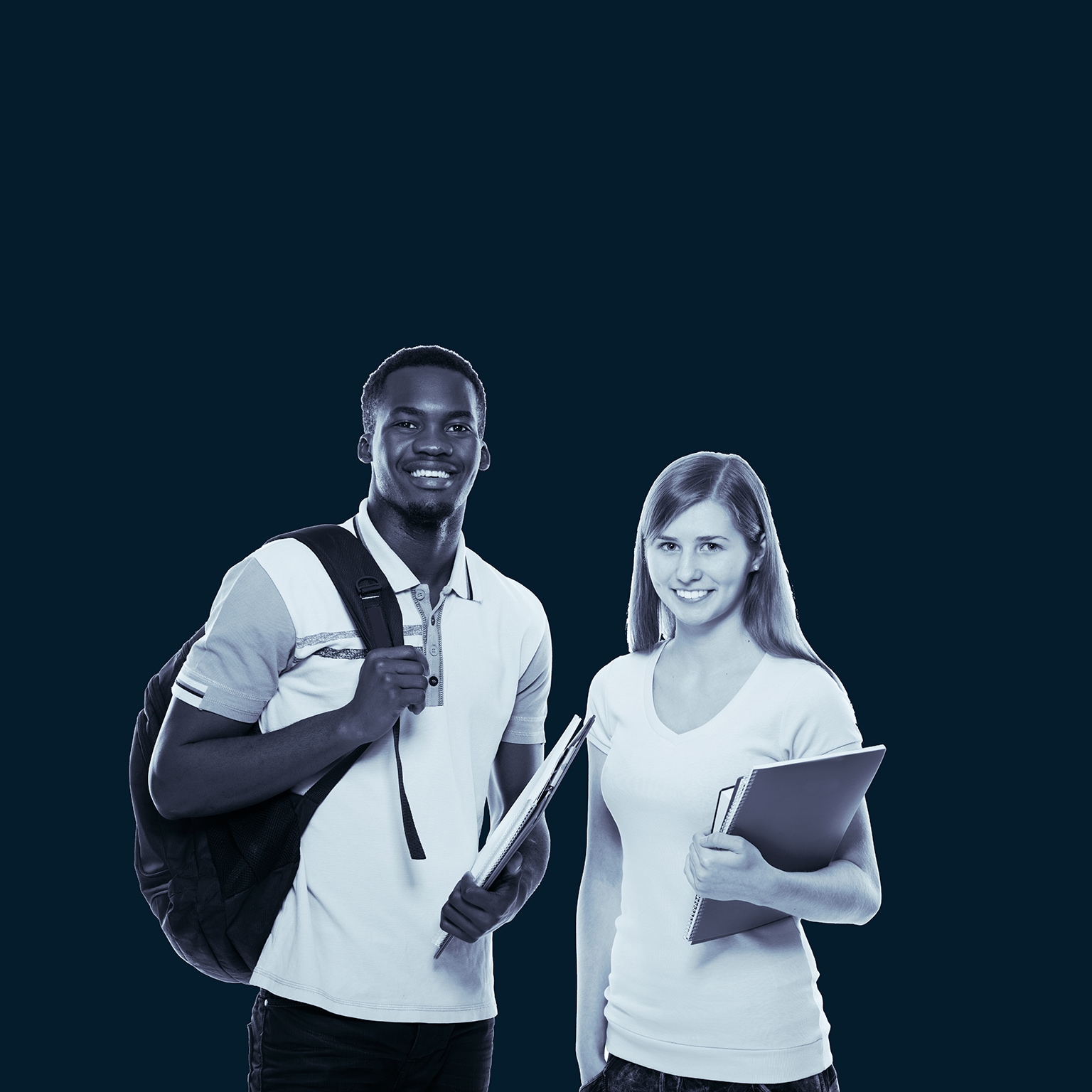 Two university student - stock photo