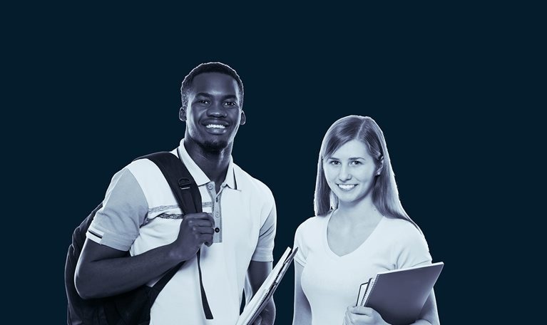 Two university student - stock photo
