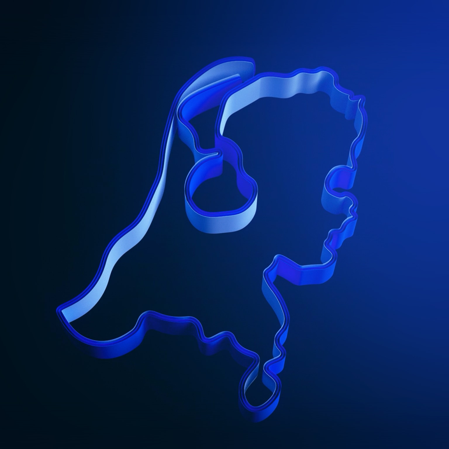 Ribbons in artistic interpretative shape of Europe