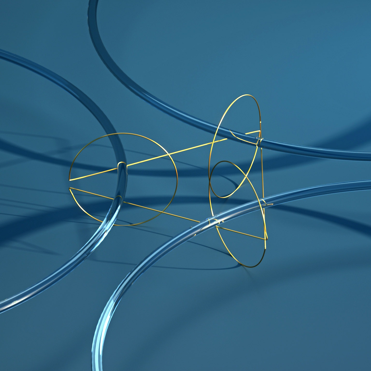 Abstract connection of circles and triangular shapes