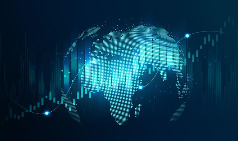 Futuristic concept of global network suitable for world financial technology Economic trends - stock photo