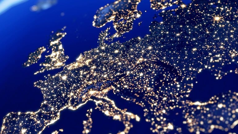 Europe Night Lights View From Space