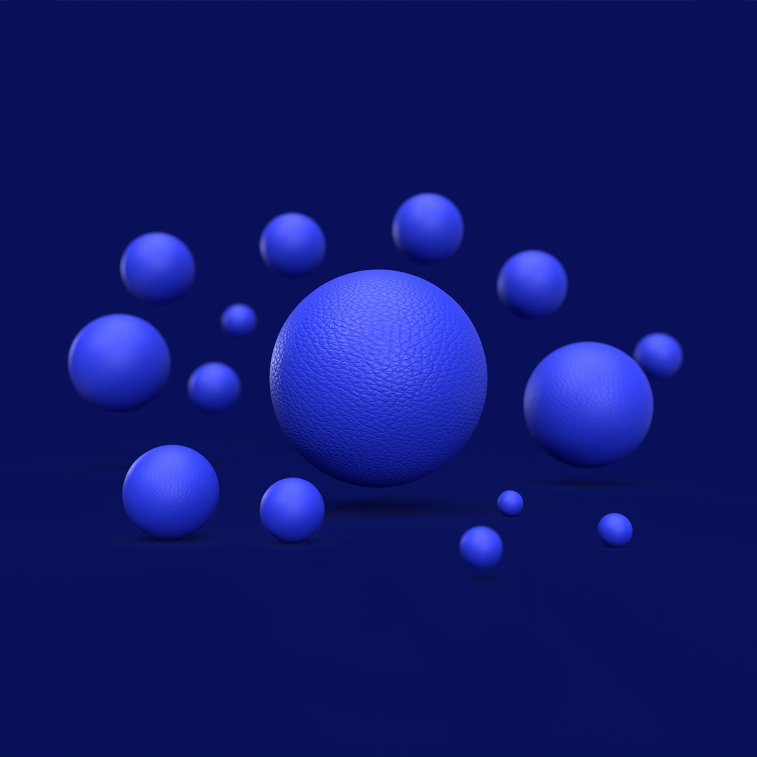 Multiple blue spheres in air - stock photo