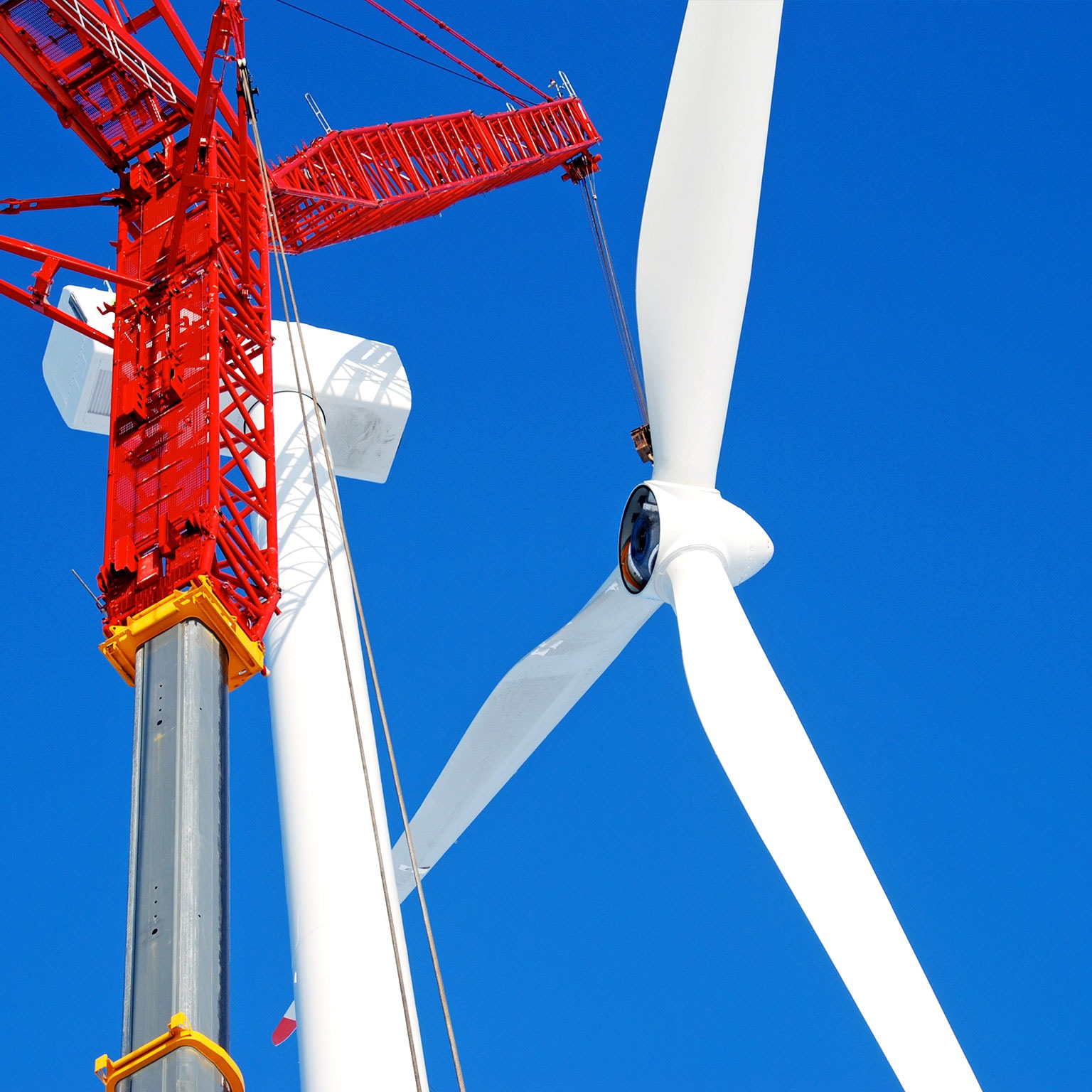 Construction of wind turbine - stock photo