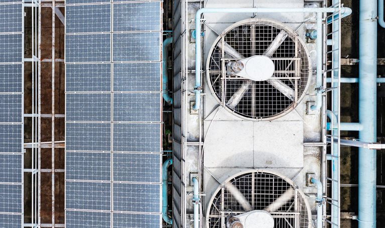 Close-up of solar panels - stock photo