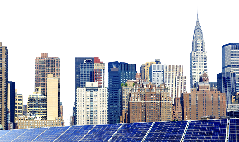 A cluster of high-rise buildings and skyscrapers