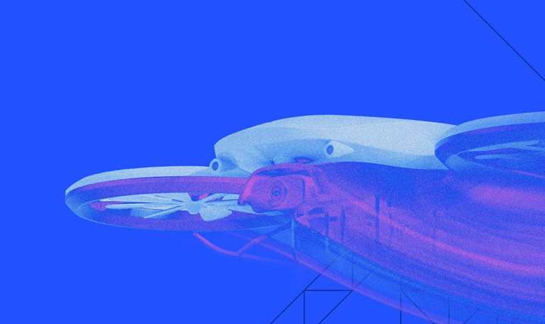 Illustration of an electric vertical takeoff and landing (eVTOL) aircraft.