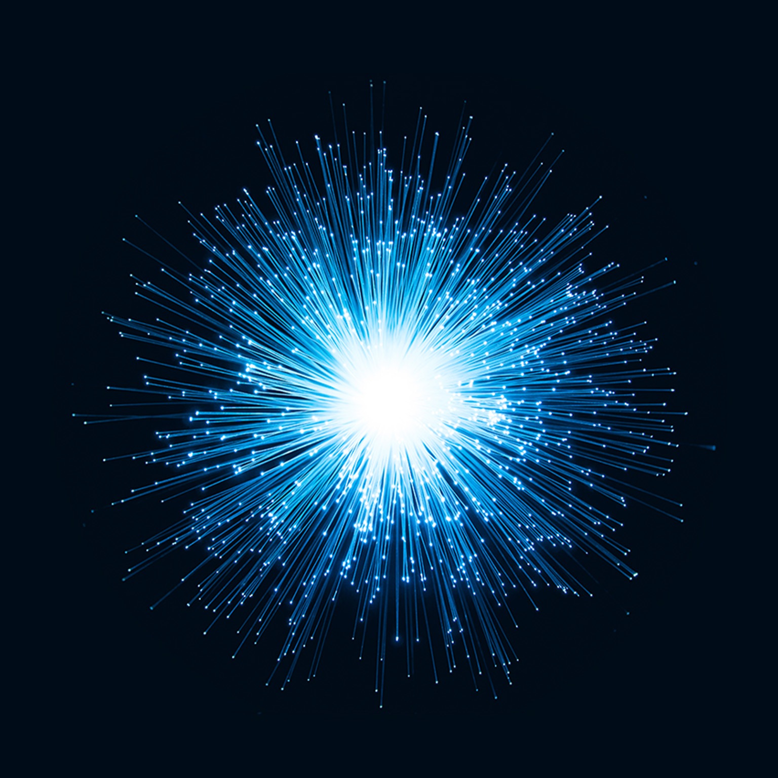 Illuminated Blue Radial Shape Fiber Optic - stock photo