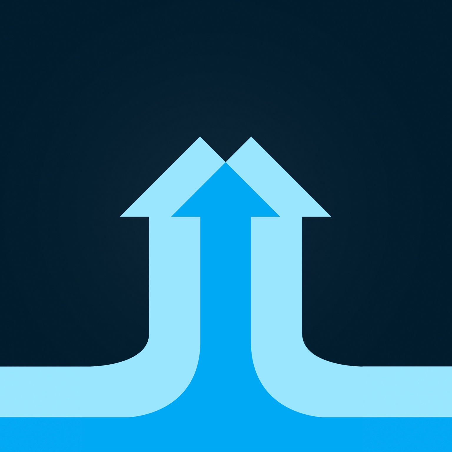 Several arrows converging, pointing upwards. - stock illustration