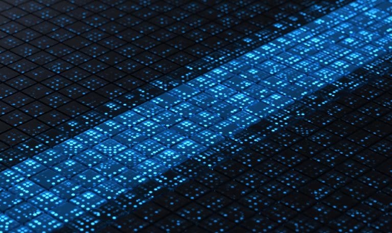 A moat of protective data runs diagonally across the digital surface.