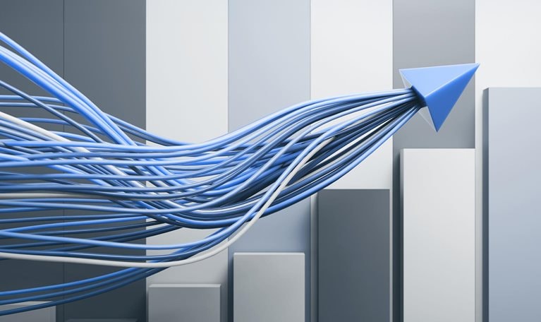 Financial technology graph with trends lines.