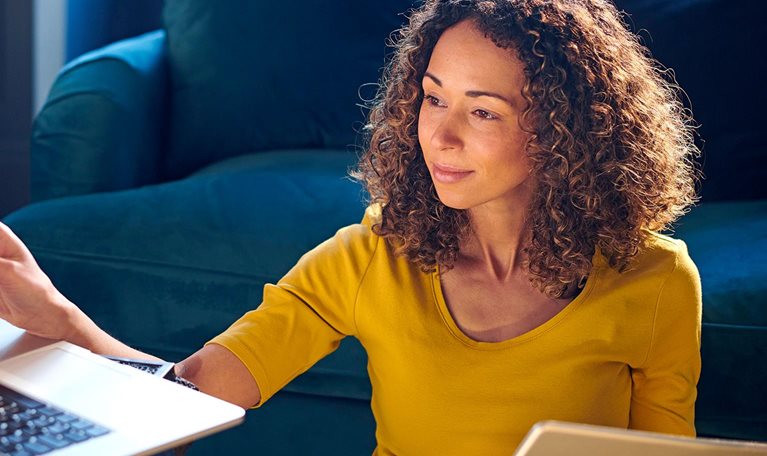 Young woman studying at home