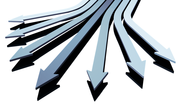 Diverging arrows