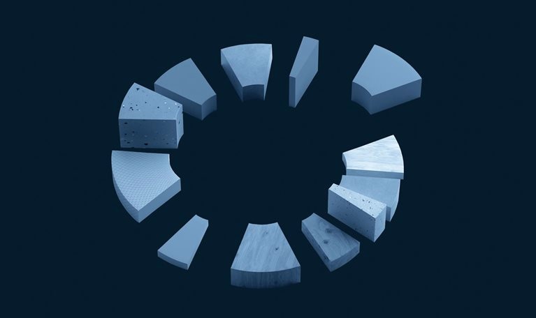 Multicolored donut/pie chart - stock photo