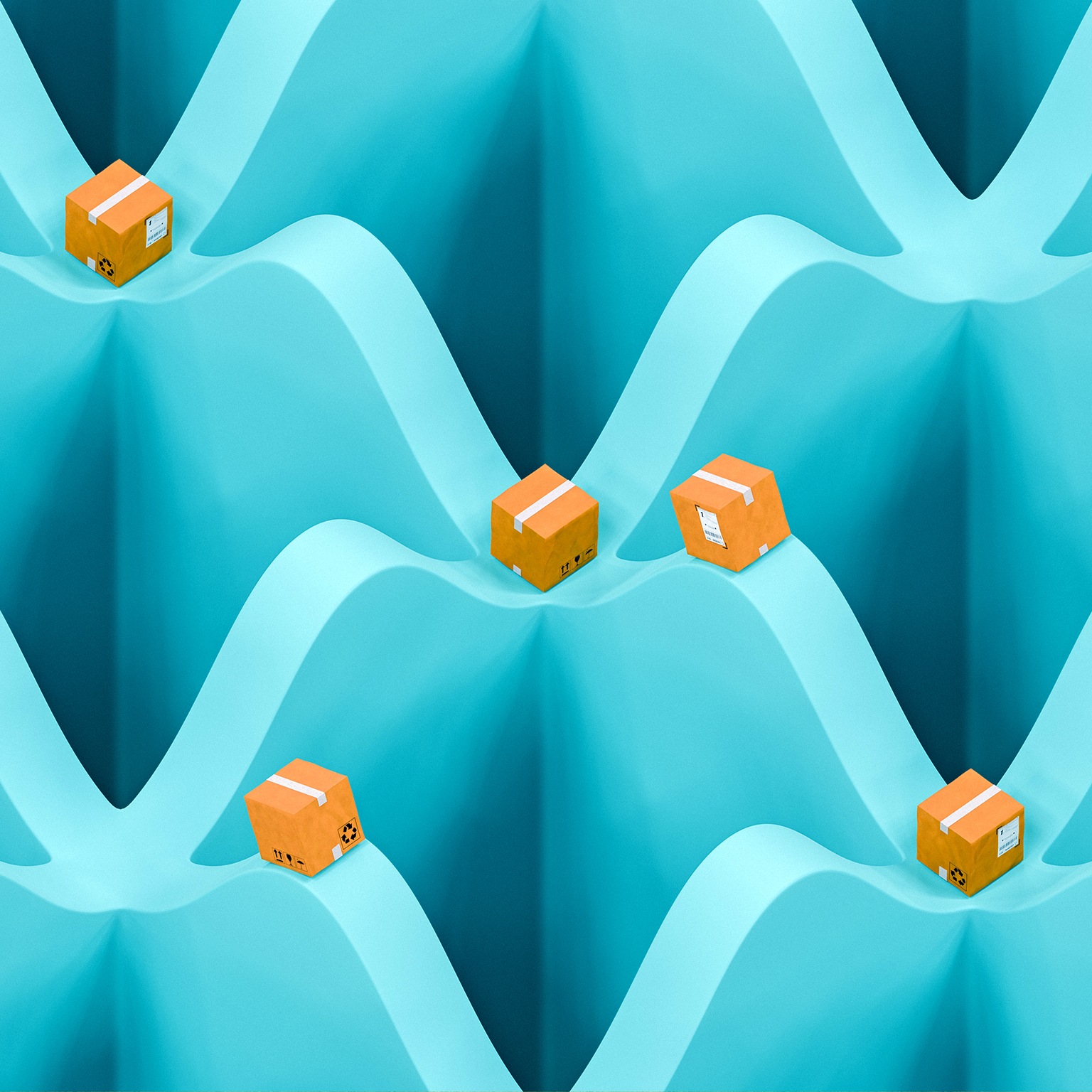 Delivery box pattern on wavy background for shipping concept