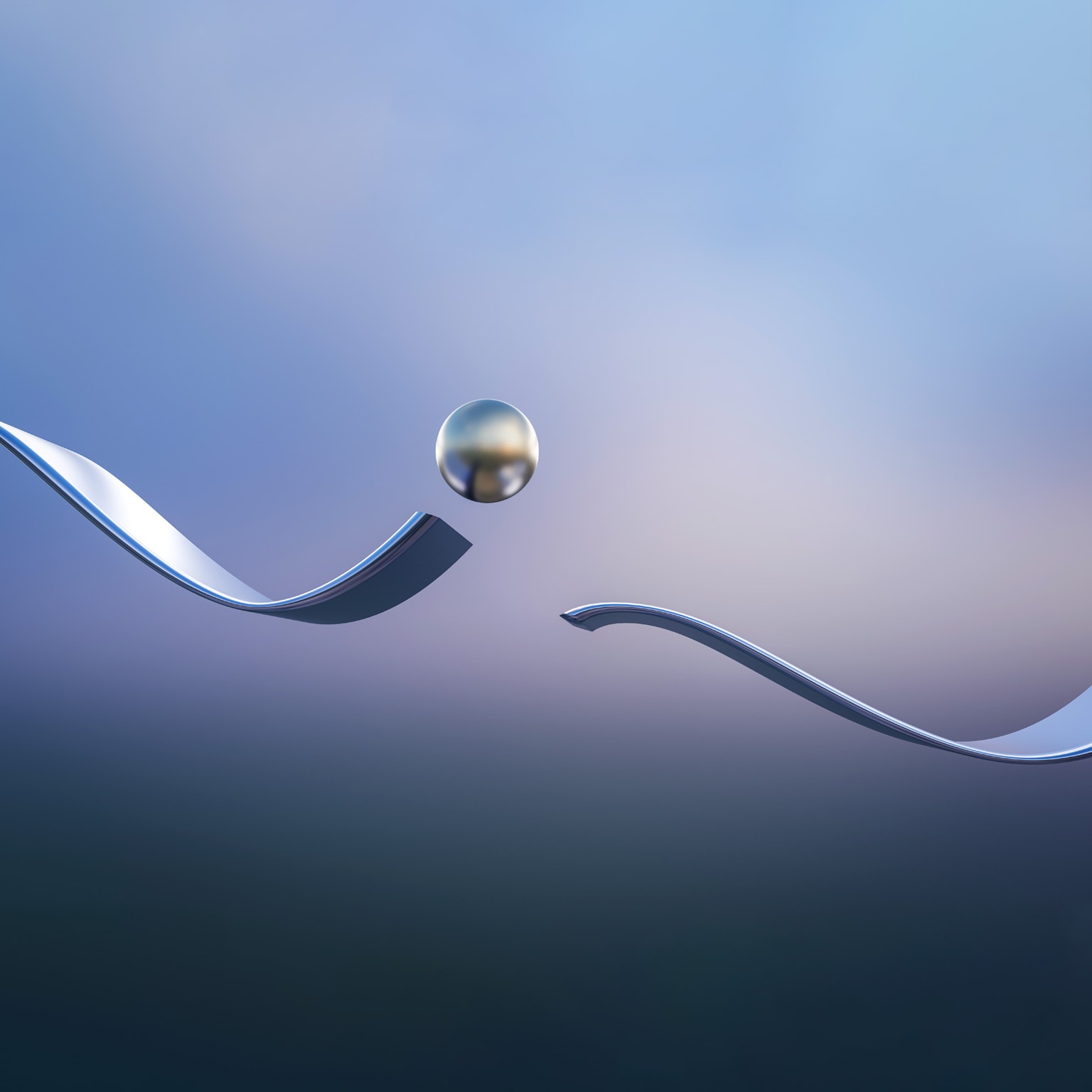 Metal ball jumping over interruption of wavy track