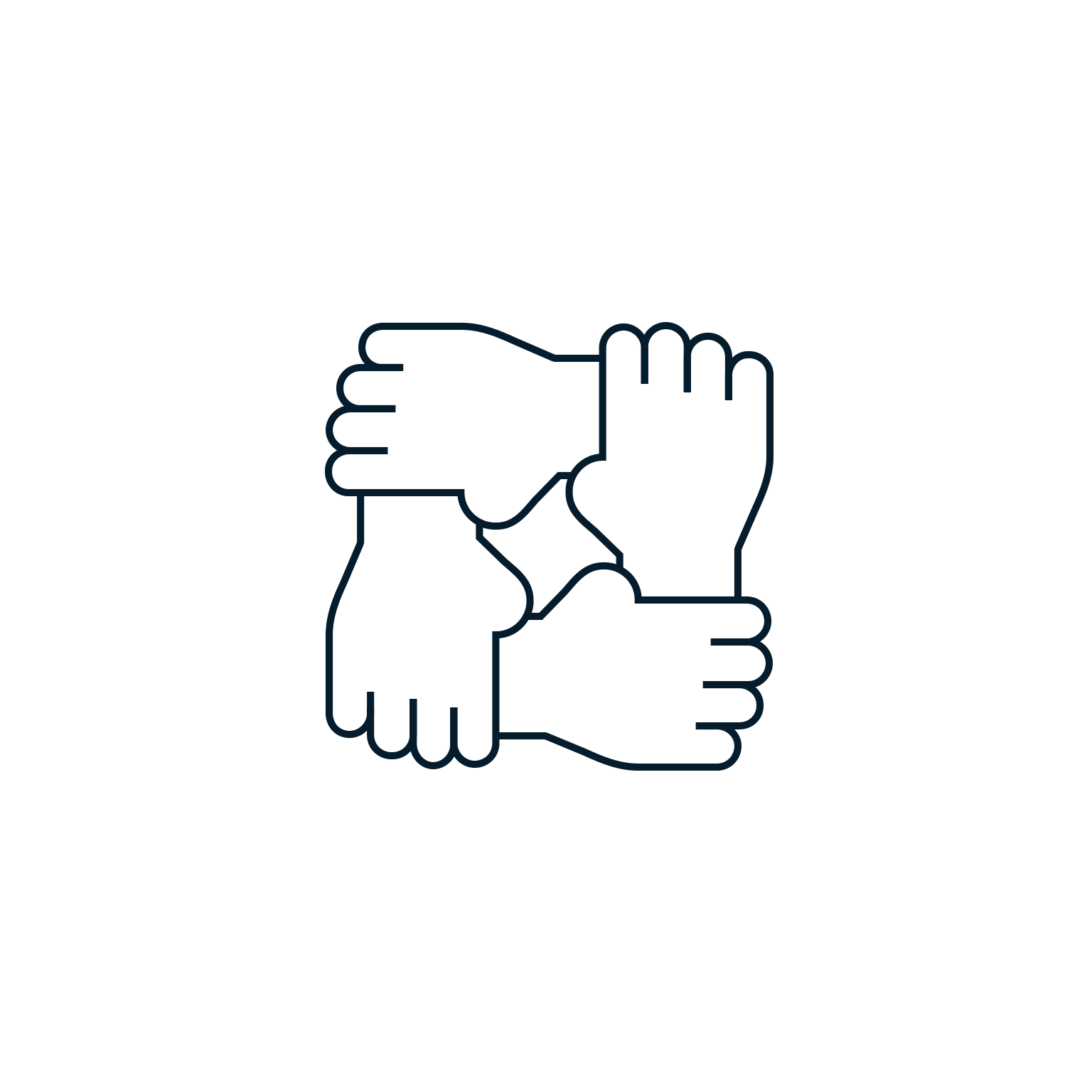 four hands holding each other icon