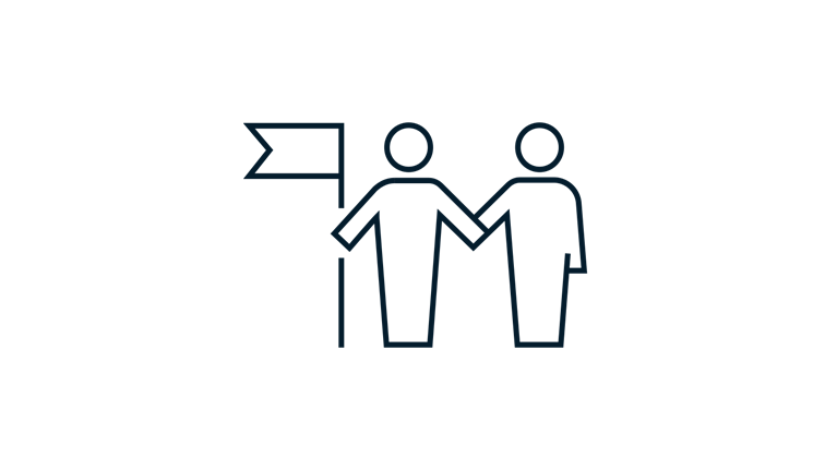 two people holding a flag icon