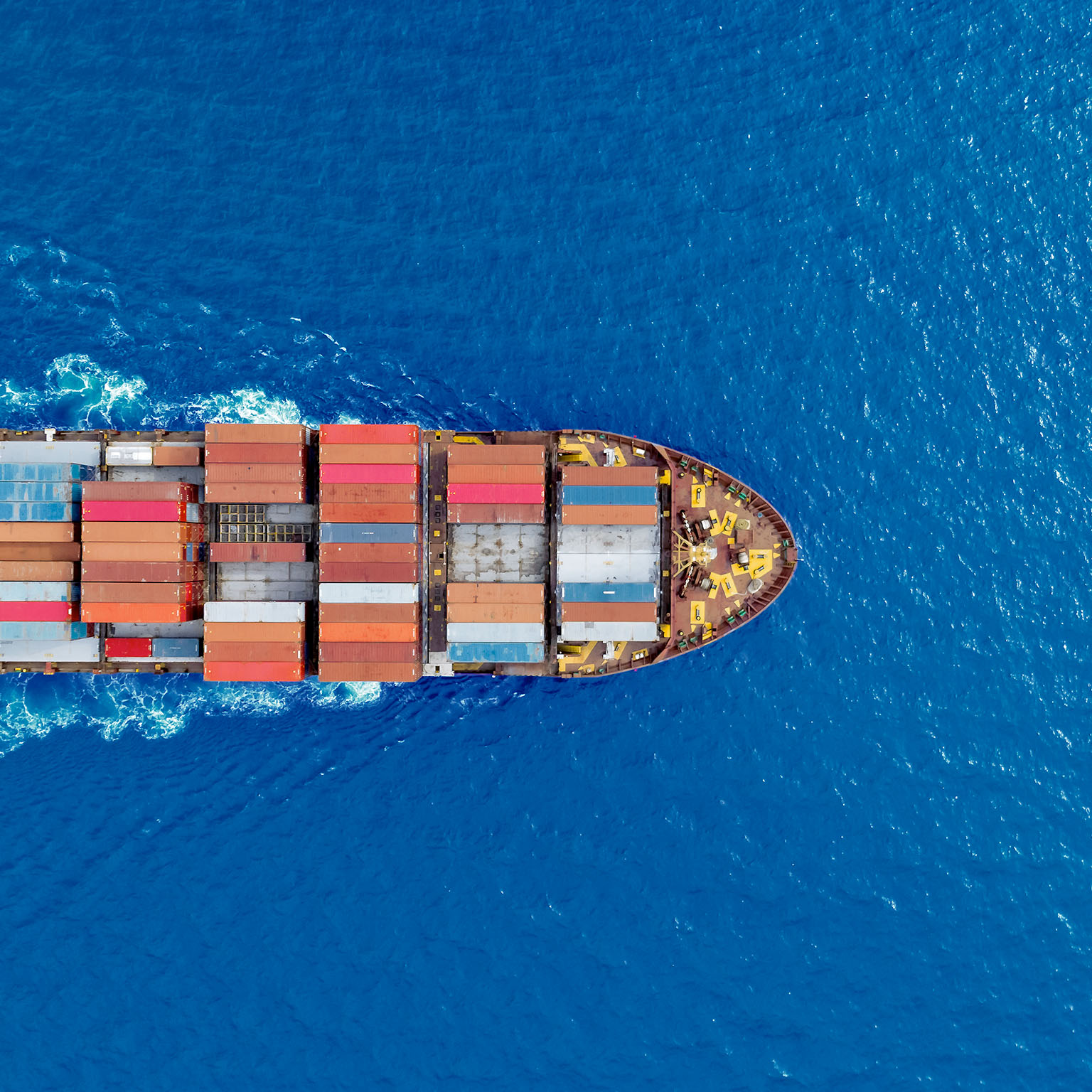 Aerial top view container ship runing have wave in green sea, bangkok, thailand. - stock photo