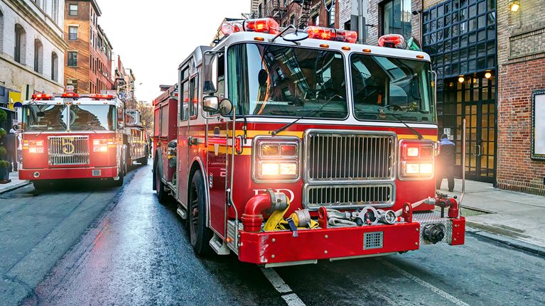 New York fire trucks - stock photo