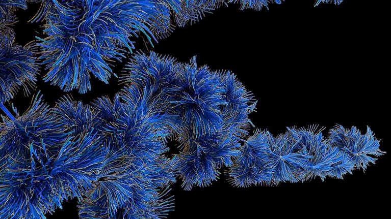 Abstract network of blue wires blossoming like vibrant flowers