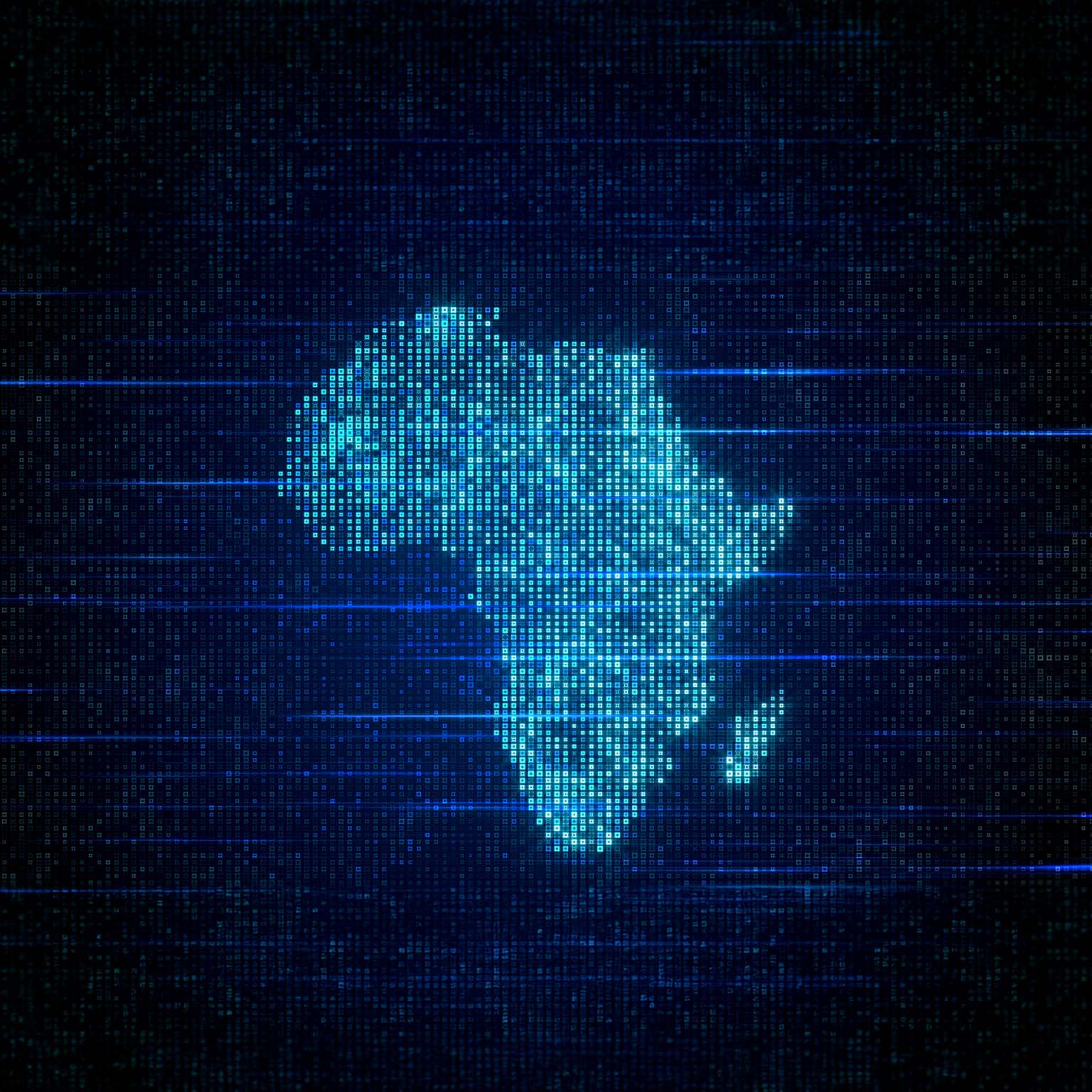 Futuristic Blue Shinny Digital Hud Square Elements Mosaic Grid Map Of Africa Flat Screen With Horizontal Light Streaks