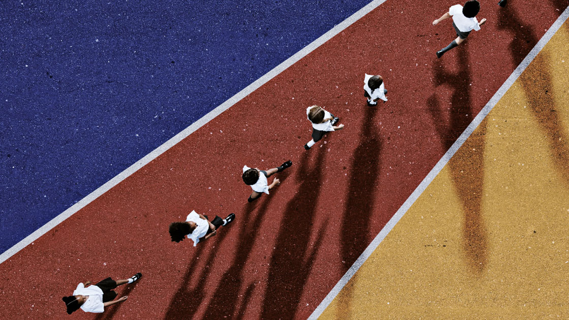 people walking on a running track