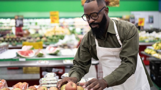 person working at a grocery