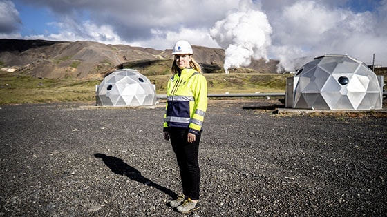 Dr. Aradóttir pictured at a geothermal power plant