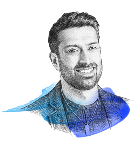 A drawing of Kabir Ahuja