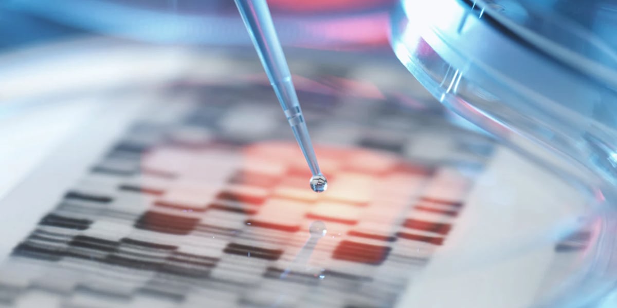 a woman and blue shapes