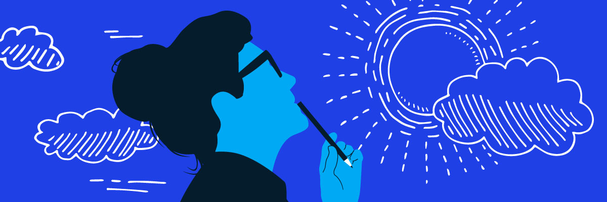 drawing of a person looking at the sky