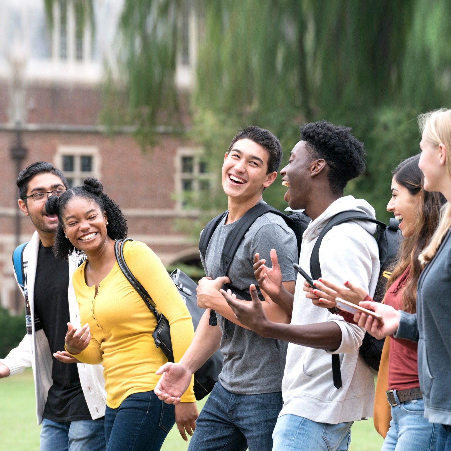 Image of a group of college students on a campus