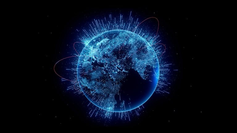 Digital generated image of global data visualization