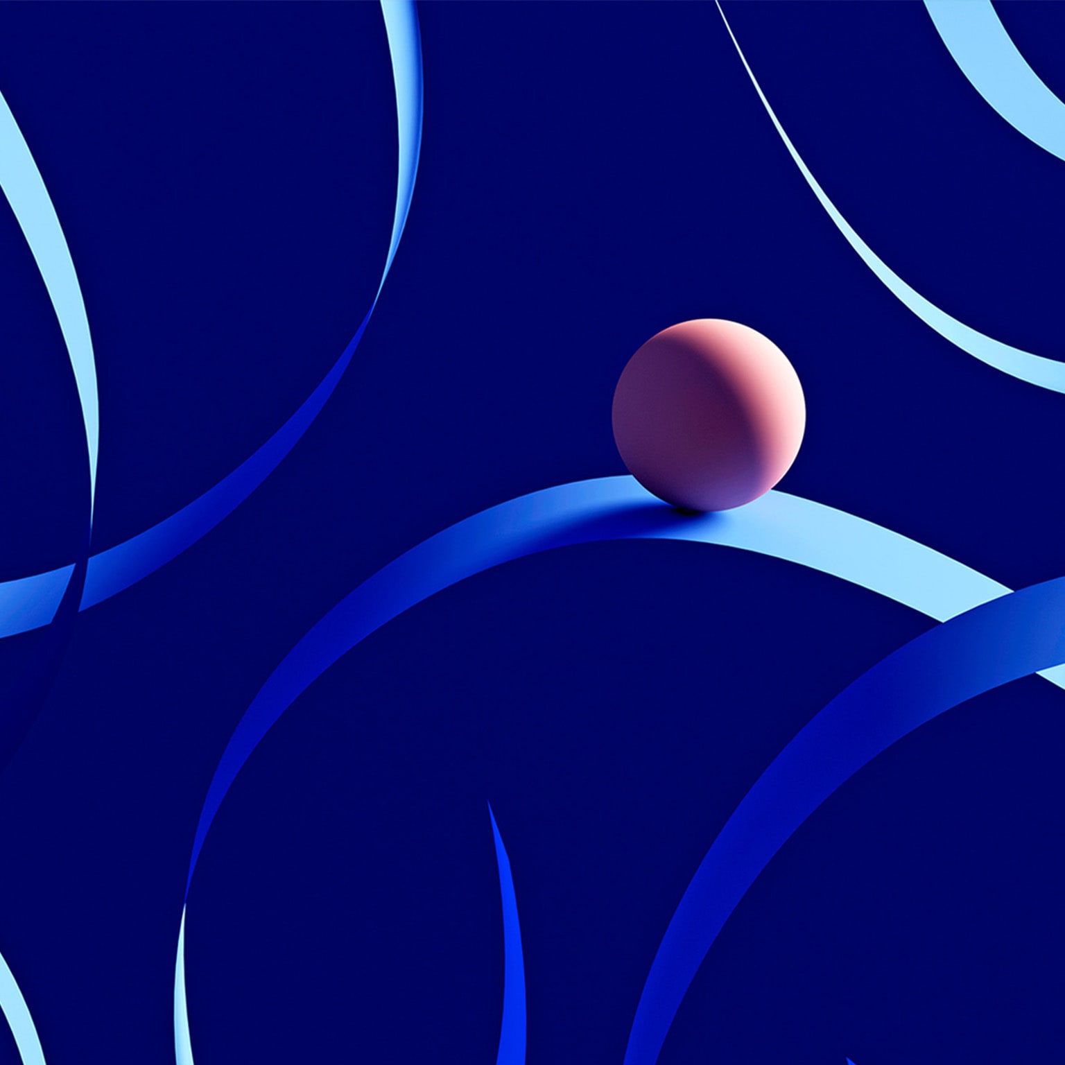 Illustration of a small red ball on blue strings