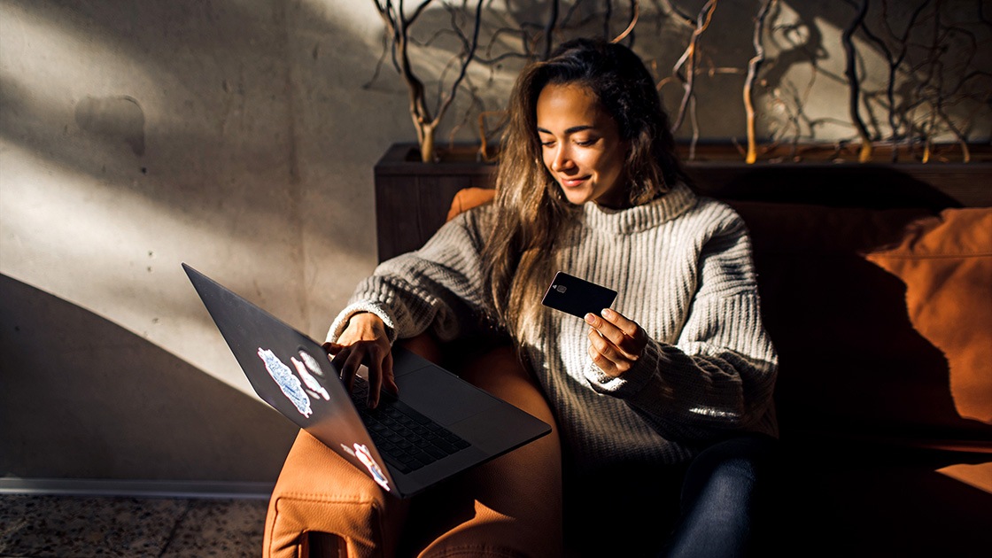 Woman buying something online