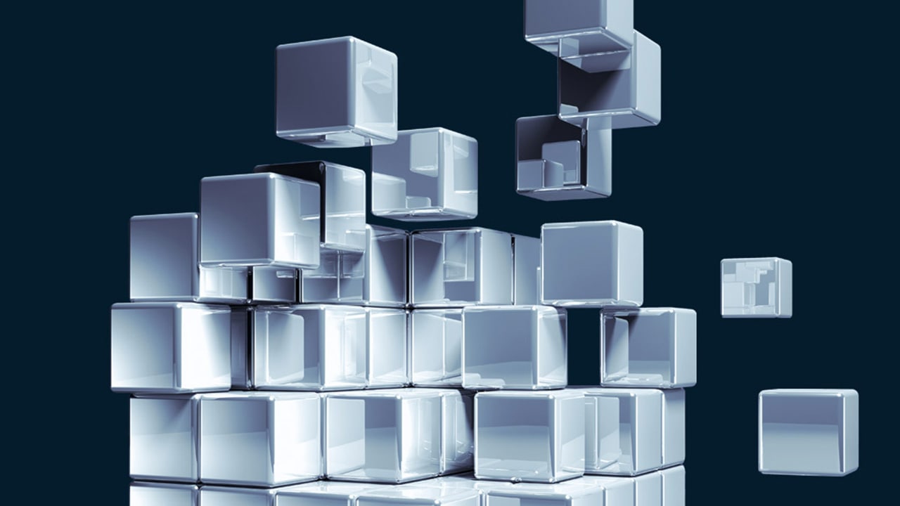 Image of three dimensional building blocks stacked on each other