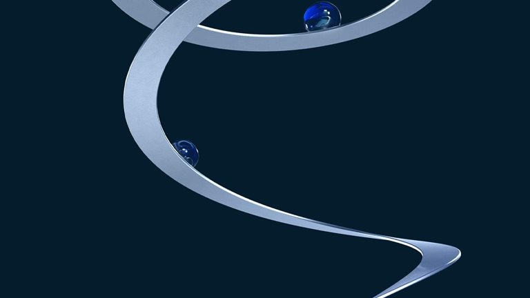 Illustration of marbles traveling up a spiral