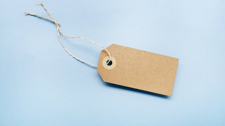 Paper tag on a string