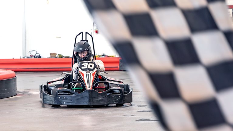 Stephen Xu in go-cart