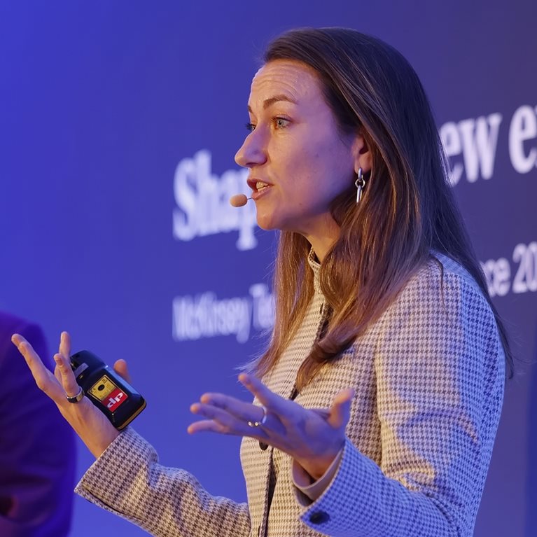 Hannah Mayer at a speaking engagement