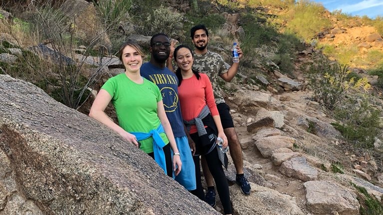 Laura (front) on a team hike in Scottsdale, AZ, at a McKinsey healthcare conference. 