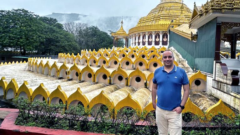 Outside the pagoda of Vipassana International Academy in Igatpuri, India (2025)