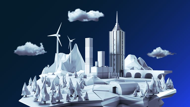 Stylized portrait of a green society