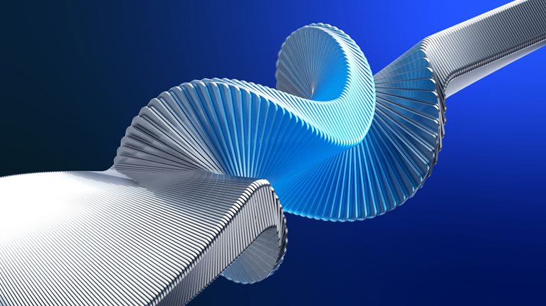 Abstract rendering of data cubes forming a spiral