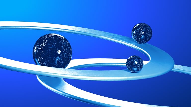 marbles spiraling down circles