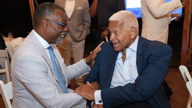 Jim Lowery, right, the first Black consultant at McKinsey, at the Black Economic Forum with Princeton University's Dr. Eddie S. Glaude Jr.