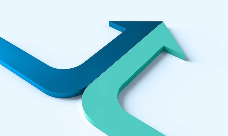 Image of 2 arrows converging